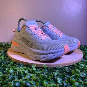 Hoka One One Gray and Pink Athletic Shoes